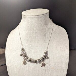 GUC Silvertone Strand Charm Necklace